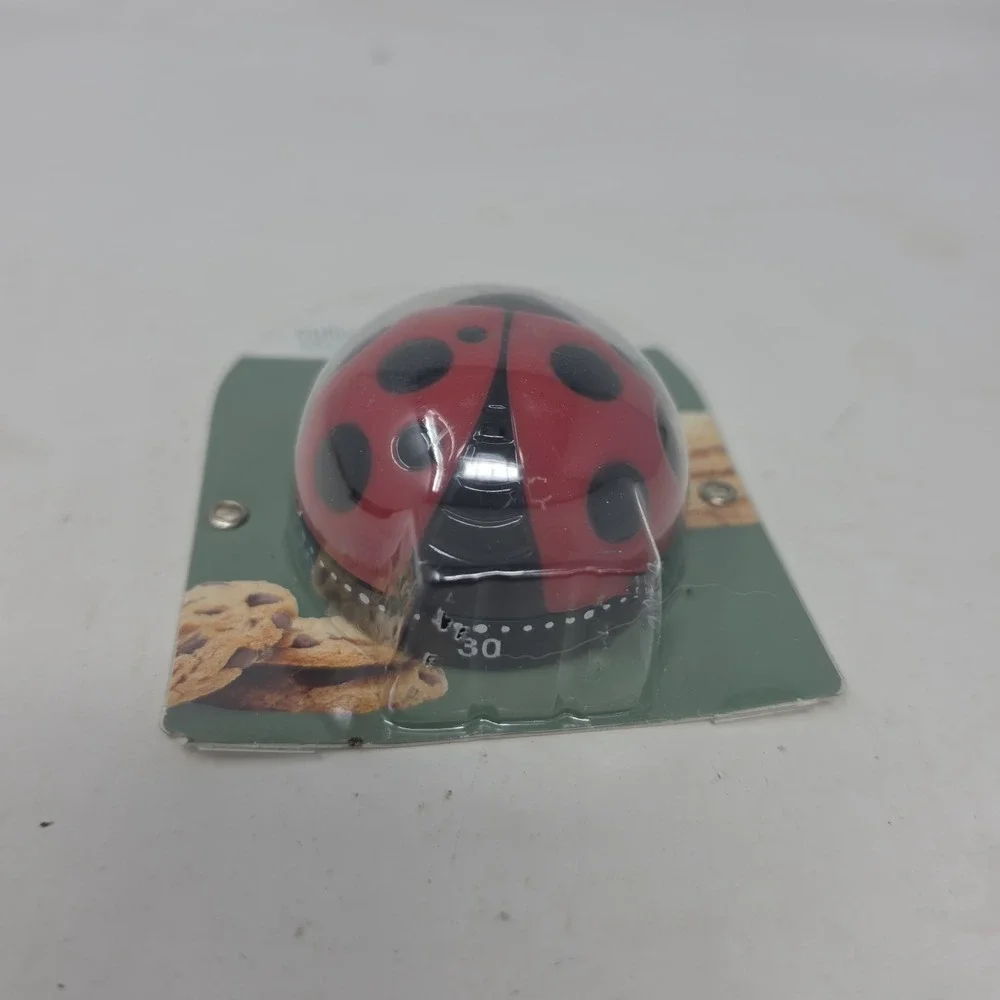 Culinary Elements Ladybug Kitchen Timer Mechanical 60-Minute Timer Analog. L